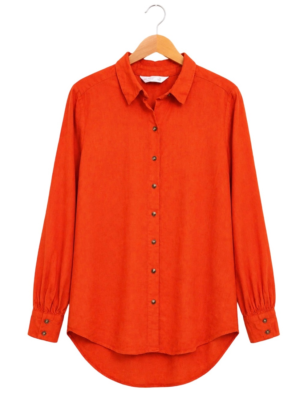 Lauren Conrad LC Red Linen Blend Long Sleeve Button Down Shirt Blouse XS Simple